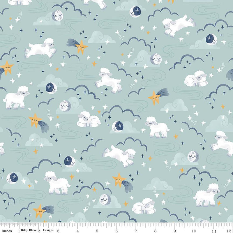 Riley Blake, Twinkle Star, Main, Mist, Green