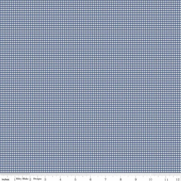 Riley Blake, Twinkle Star, Micro Gingham, Denim Blue