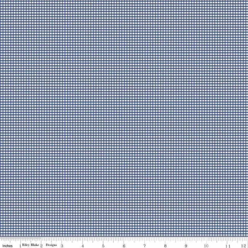 Riley Blake, Twinkle Star, Micro Gingham, Denim Blue