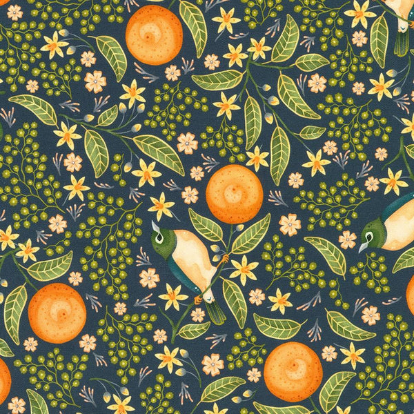 Robert Kaufman, Grove, Oranges & Birds, Navy