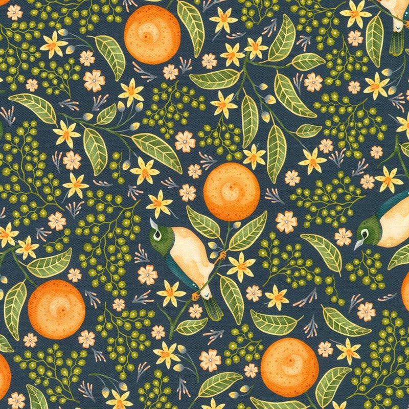 Robert Kaufman, Grove, Oranges & Birds, Navy