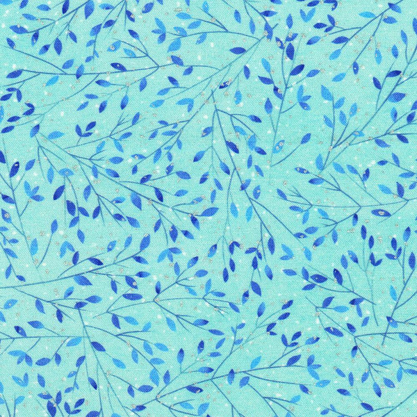 Robert Kaufman, Sonja Rescek, Peaceful, Tiny Leaf Vines, Aqua