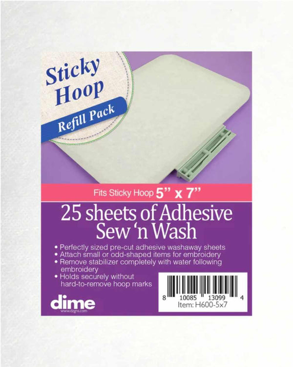 Sew N Wash for Sticky Hoop, 5X7 Sheets