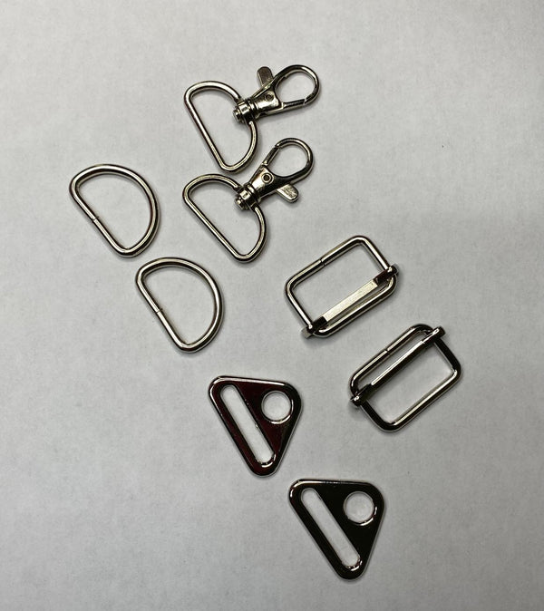 Simple Bag Hardware Set, 1", Silver Tone