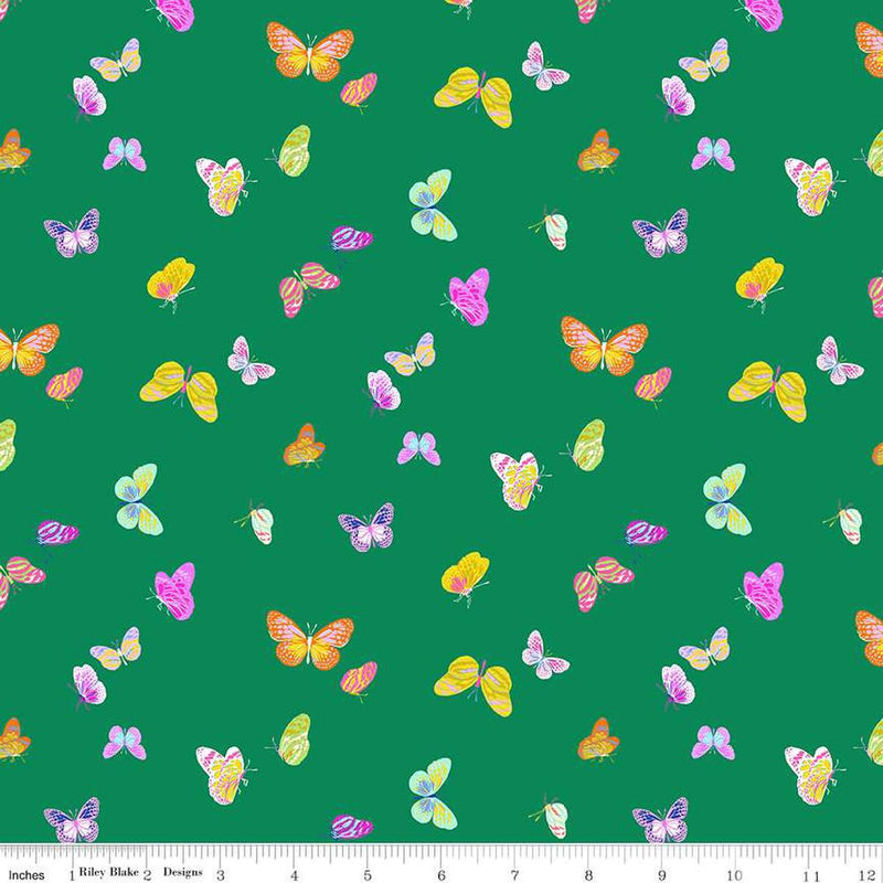 Splendid by Riley Blake, Butterflies on Green