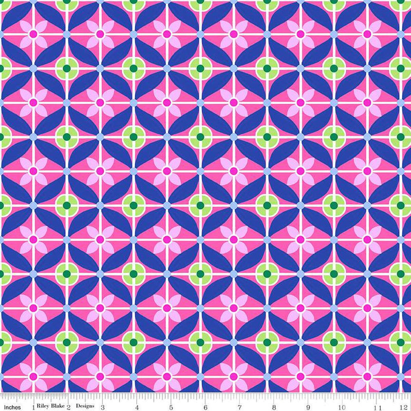 Splendid by Riley Blake, Tiles, Hot Pink