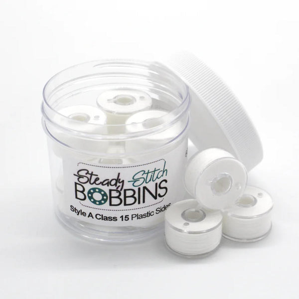 Steady Stitch Style A Class 15 Plastic Sides Spun Poly Prewound Bobbins