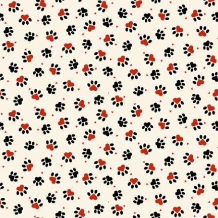 Studio E, Knit1 Purr2, Heart Paw Prints on Cream