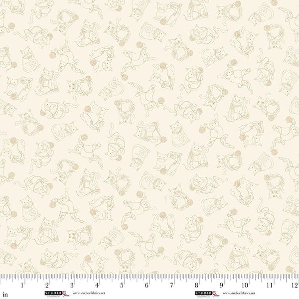 Studio E, Knit1 Purr2, Kitties, Tone-on-Tone, Cream