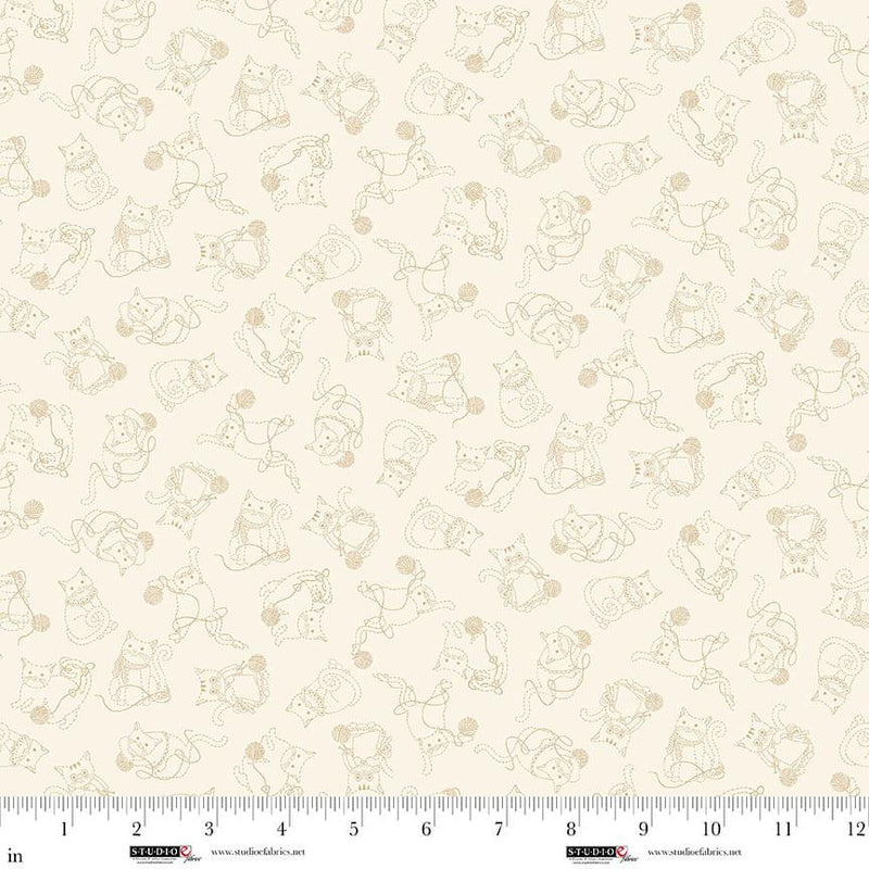 Studio E, Knit1 Purr2, Kitties, Tone-on-Tone, Cream