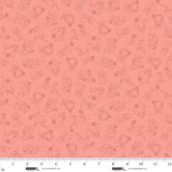 Studio E, Knit1 Purr2, Kitties, Tone-on-Tone, Pink