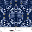 Studio E, The Gift of Life, Menorah Damask, Blue