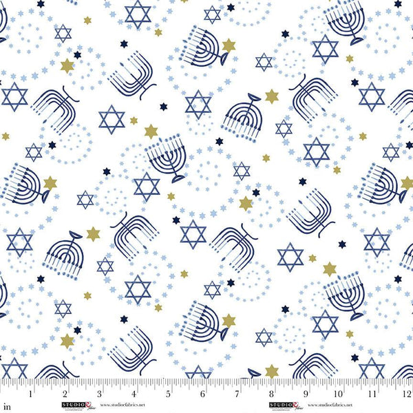 Studio E, The Gift of Life, Menorahs Allover, White