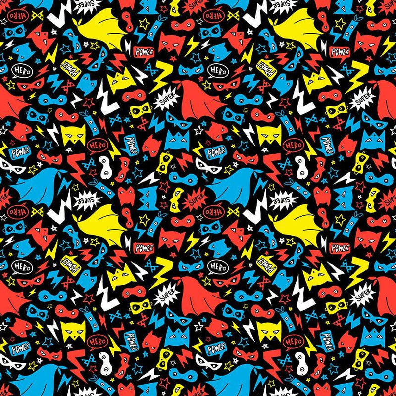 Superheroes, Multi Colors on Black