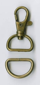 Swivel Clip & D-Ring Antique Brass