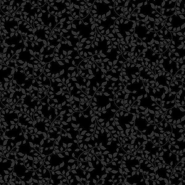 Timeless Treasures, Leafy Vine, Black on Black