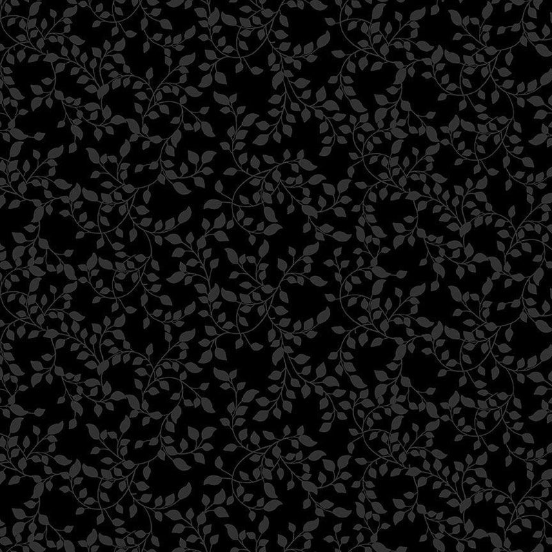 Timeless Treasures, Leafy Vine, Black on Black
