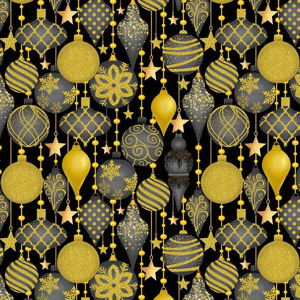 Timeless Treasures, Merry Christmas Metallic, Ornaments