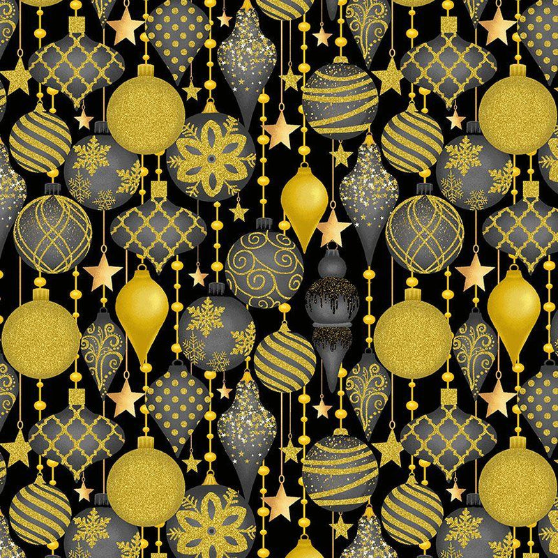 Timeless Treasures, Merry Christmas Metallic, Ornaments