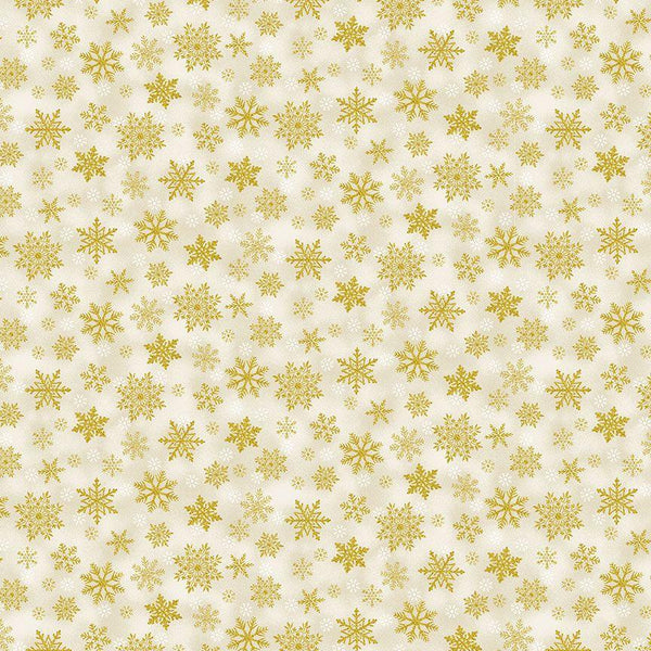 Timeless Treasures, Merry Christmas Metallic, Snowflakes