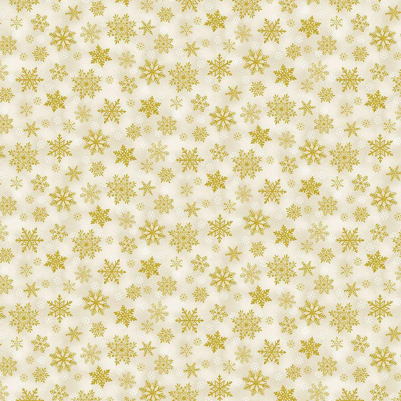 Timeless Treasures, Merry Christmas Metallic, Snowflakes
