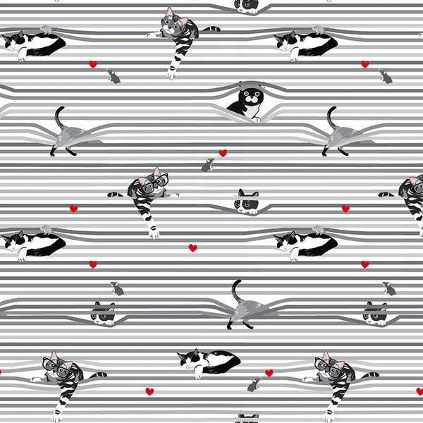 Timeless Treasures, Peekaboo Shade Cats, Gray