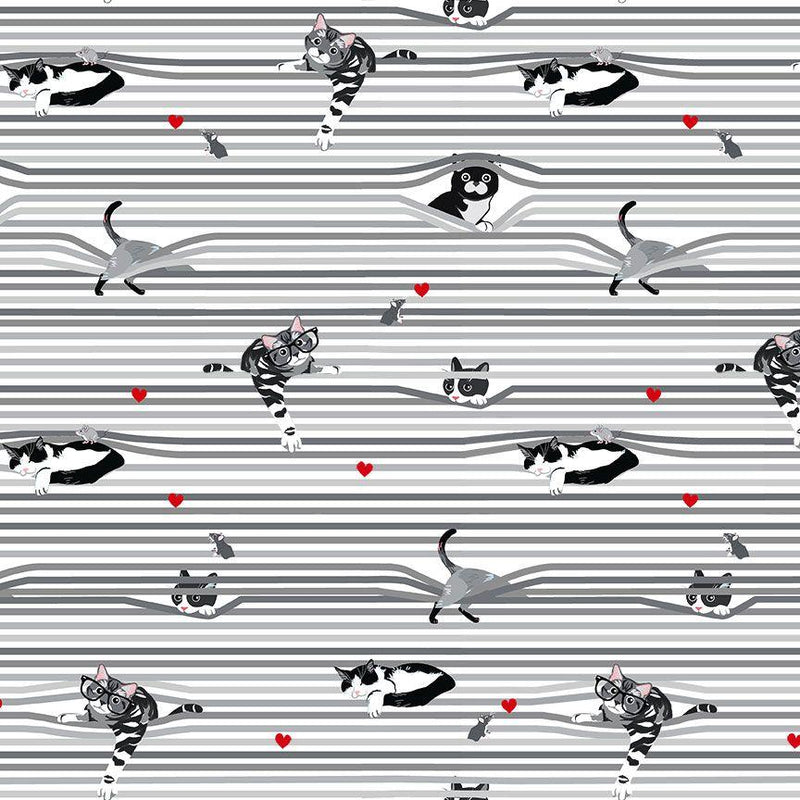 Timeless Treasures, Peekaboo Shade Cats, Gray