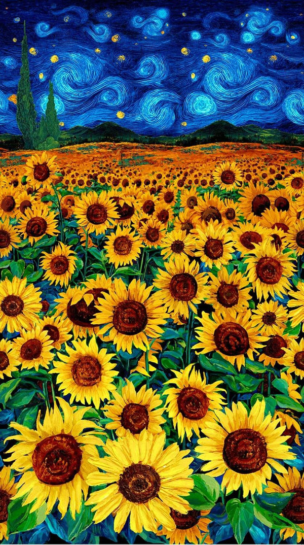 Timeless Treasures, Sunflower Field Panel, 24" X 44"