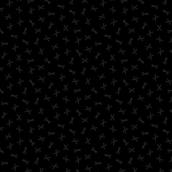 Timeless Treasures, Tossed Scissors, Black on Black