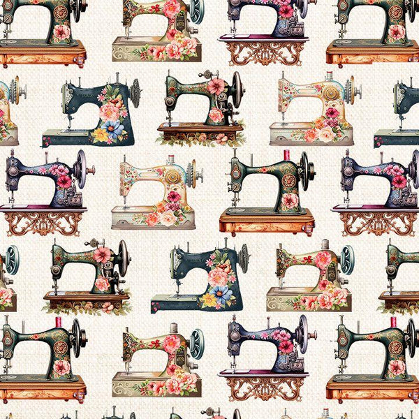 Timeless Treasures, Vintage Floral Sewing Machines