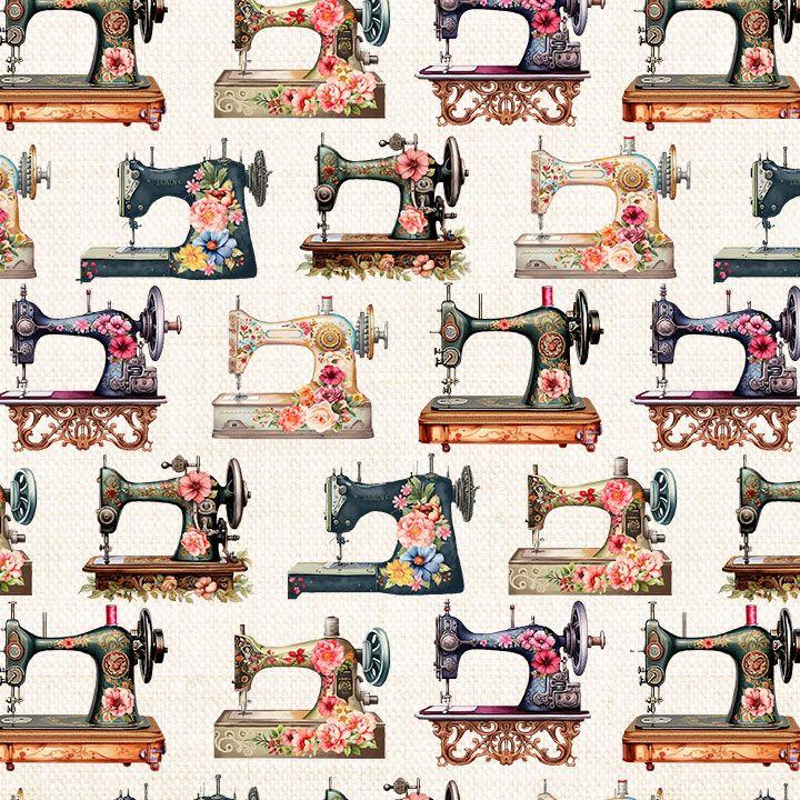 Timeless Treasures, Vintage Floral Sewing Machines
