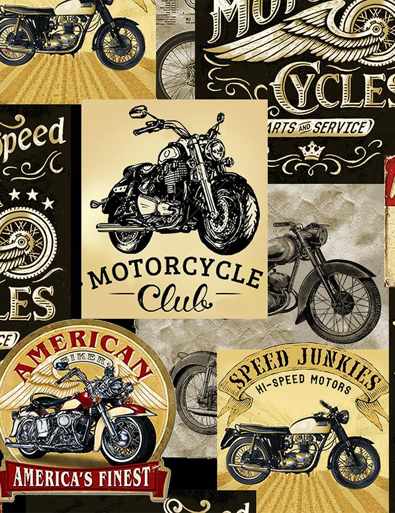 Timeless Treasures, Vintage Motorcycle Signs, Natural