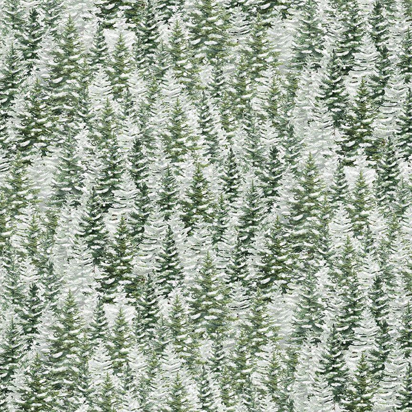 Timeless Treasures, Winter Wonderland, Snowy Pine Trees, Forest