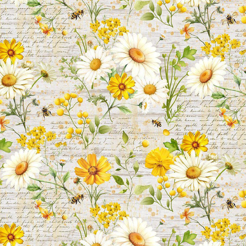 Timeless Treasures, You Are My Sunshine, Daisies & Sunflowers with Text