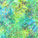 Tonga Batik, Pearled Florals, Lime