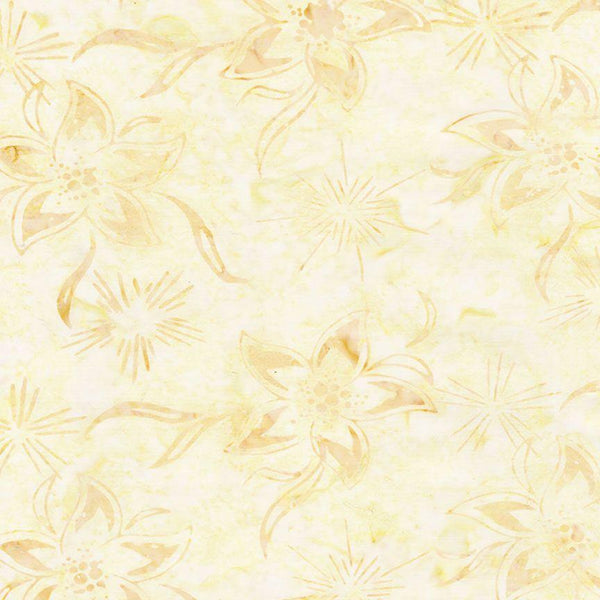 Tonga Batik, Tropical Flowers, Ivory