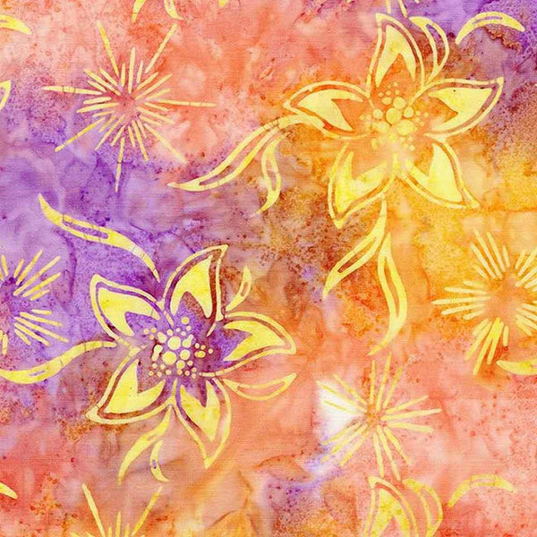 Tonga Batik, Tropical Flowers, Sunset