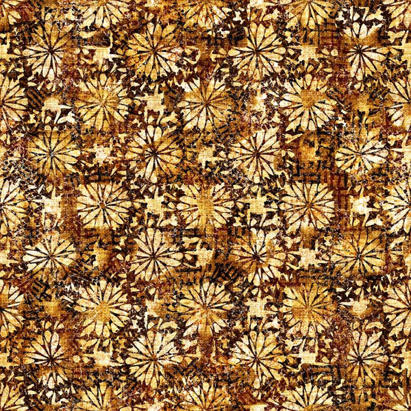 Treasured by QT Fabrics, Medium Floral, Gold