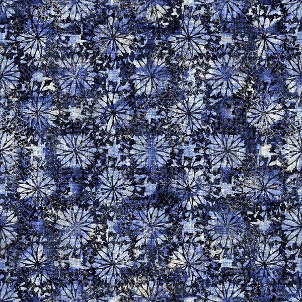 Treasured by QT Fabrics, Medium Floral, Navy