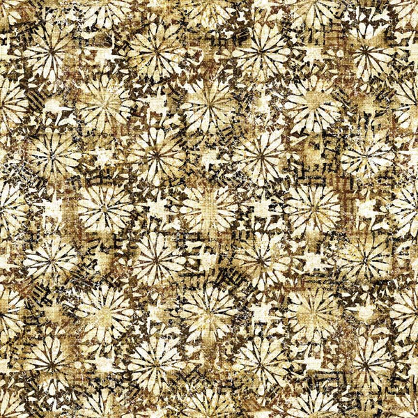 Treasured by QT Fabrics, Medium Floral, Tan