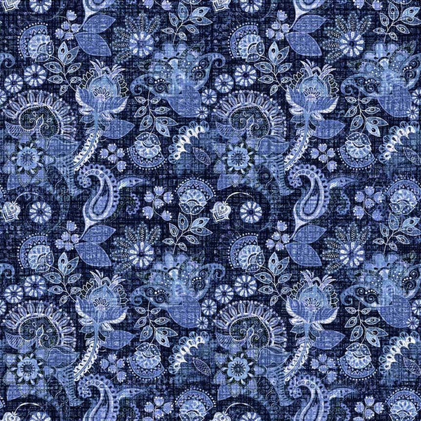 Treasured by QT Fabrics, Paisley, Navy