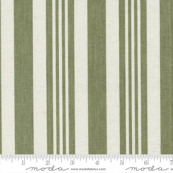 Vista Wovens, Ecru & Green Stripe