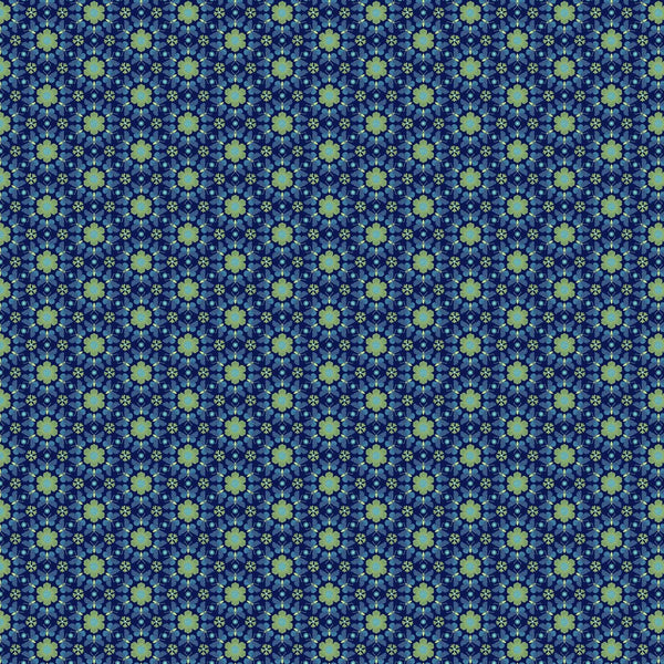 Waters Edge, Tiny Geometric Flowers on Navy