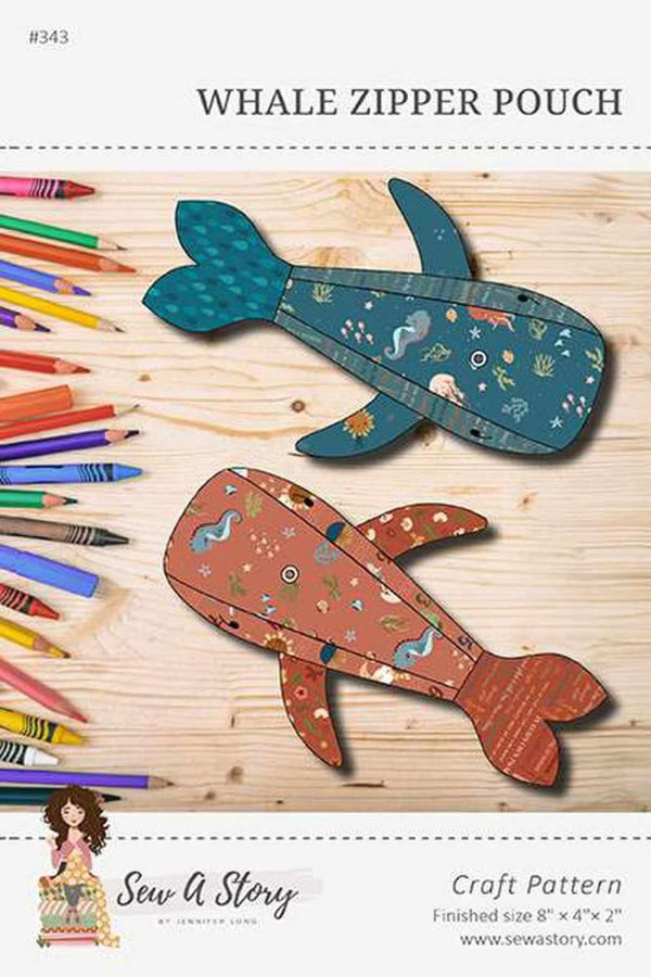 Whale Zipper Pouch Pattern by Jennifer Long