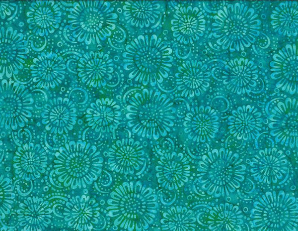 Wilmington Batiks, Turquoise Splash Flowers