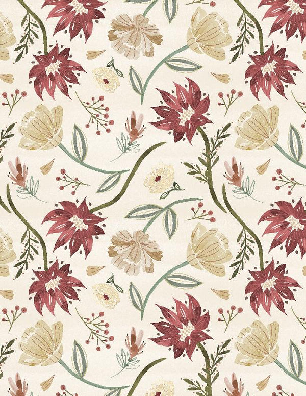 Wilmington Fabrics, Floralscape, Floral on Cream
