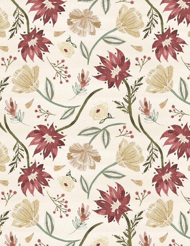Wilmington Fabrics, Floralscape, Floral on Cream