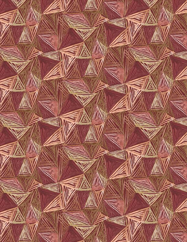 Wilmington Fabrics, Floralscape, Geometric Triangles, Burgundy
