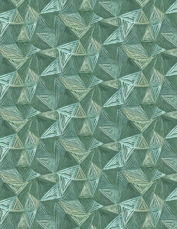 Wilmington Fabrics, Floralscape, Geometric Triangles, Green