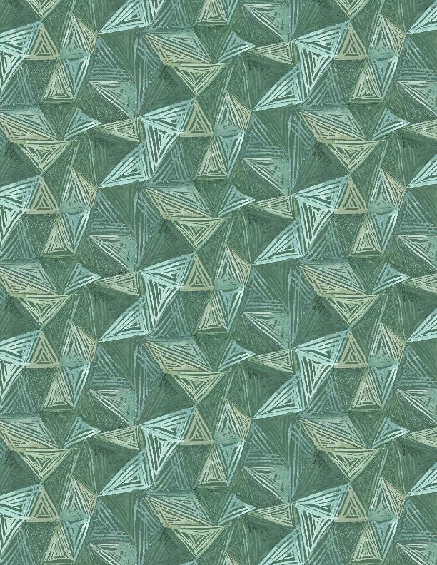 Wilmington Fabrics, Floralscape, Geometric Triangles, Green